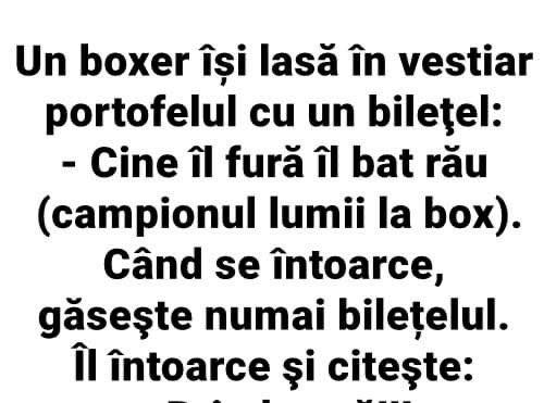 Un boxer isi lasa in vestiar