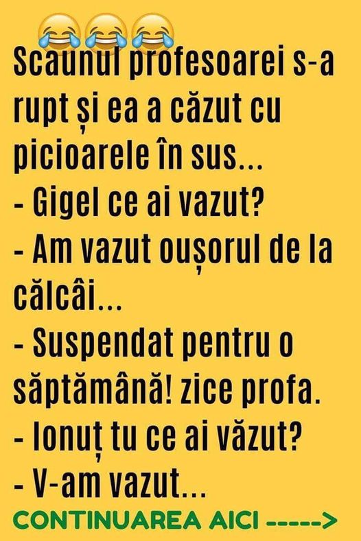 Scaunul profesoarei s-a rupt și ea a căzut cu picioarele în sus