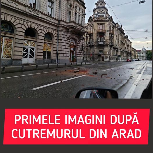 Cutremur în Arad. Intervenţie a pompierilor după cutremur la tencuieli şi elemente căzute de pe clădiri. Primele imagini