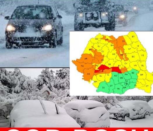 Cod roșu de viscol și ninsori ANM a emis mai multe alerte meteo pentru aproape toată țara. Harta cu zonele afectate