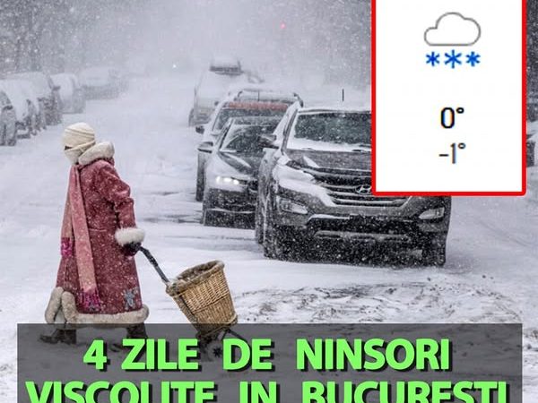 Meteorologii Accuweather anunță 4 zile de ninsori și viscol în București în decembrie