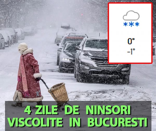 Meteorologii Accuweather anunță 4 zile de ninsori și viscol în București în decembrie