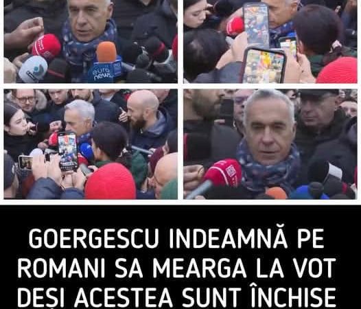 Călin Georgescu întâmpinat de susţinători la secţia de votare din Mogoşoaia Am venit cu flori şi rugăciune de Ziua Constituţiei