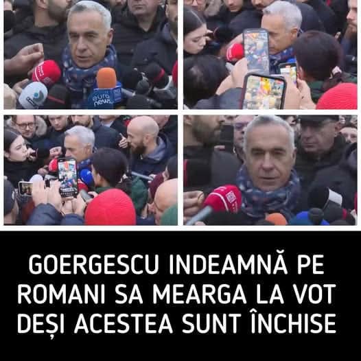 Călin Georgescu întâmpinat de susţinători la secţia de votare din Mogoşoaia Am venit cu flori şi rugăciune de Ziua Constituţiei