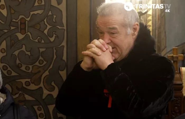 Gigi Becali plânge în hohote Imaginile au fost surprinse în Catedrala Patriarhală din București