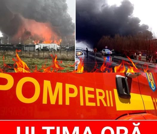 Video. Incendiu puternic în Craiova. Mesaj RO-Alert pentru populație intervin mai multe echipaje de pompieri