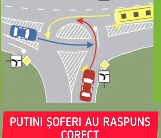 Testul rutier care pune în dificultate nouă din 10 şoferi. Care este ordinea de trecere