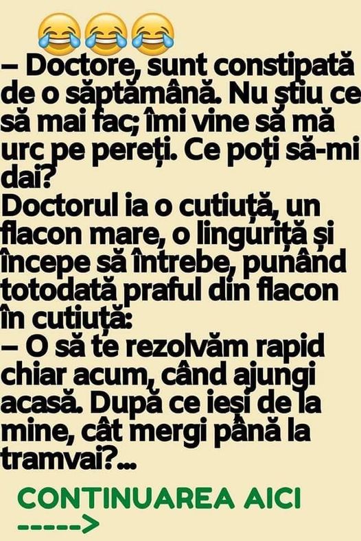 Doctore sunt constipată de o săptămână.