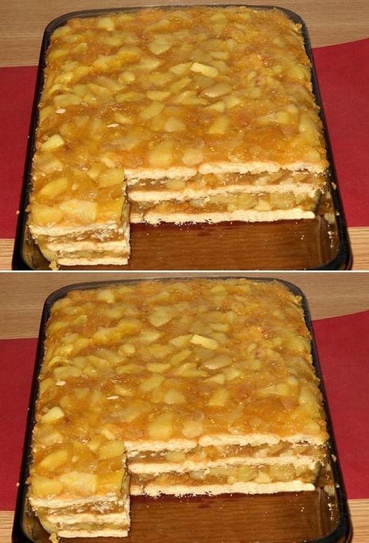 Tort cu mere si biscuiti. Nu necesita coacere